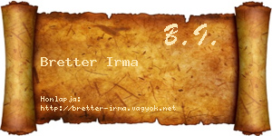 Bretter Irma névjegykártya